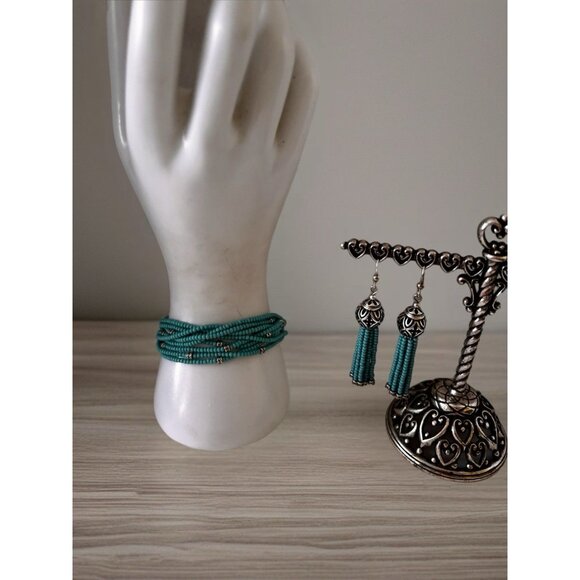 Brighton BOHO ROOT LARIAT Turquoise Bead Bracelet & Matching Earrings. - Picture 2 of 10